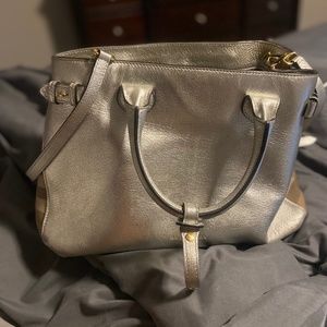 Burberry Banner Leather Tote in Silver Metallic with matching Continental wallet